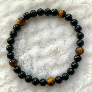 Tigers Eye and Black Tourmaline Crystal Gem Bracelet